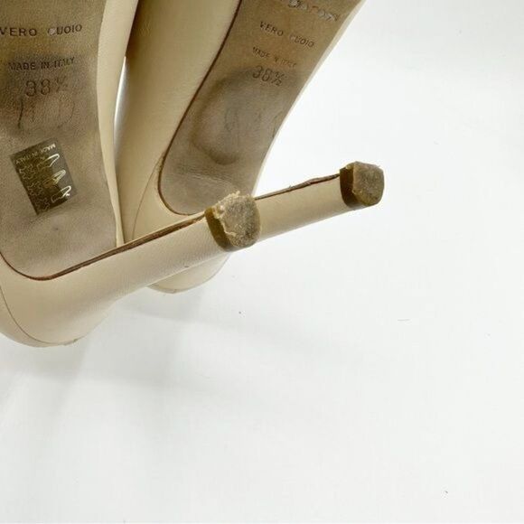 Sergio‎ Rossi Hidden Platform Cream Leather Stiletto Pumps Sz EUR 38.5 US 8 - Picture 14 of 16